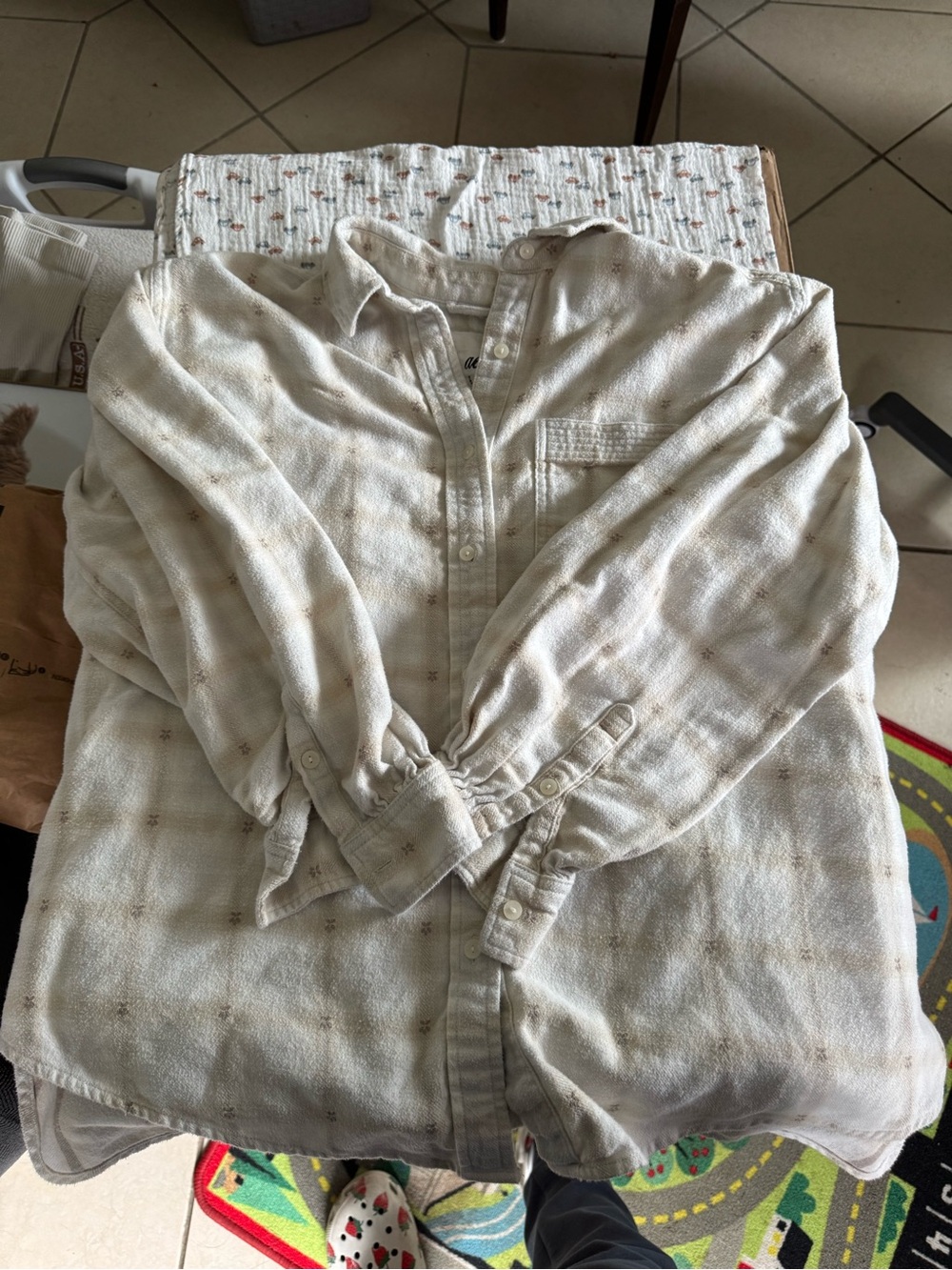 aerie Cream Long-Sleeve Button-Down Shirt